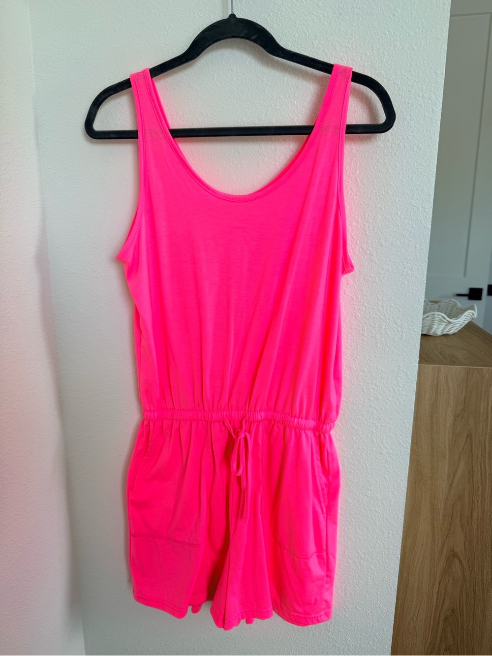 Women’s Neon Pink Drawstring Romper